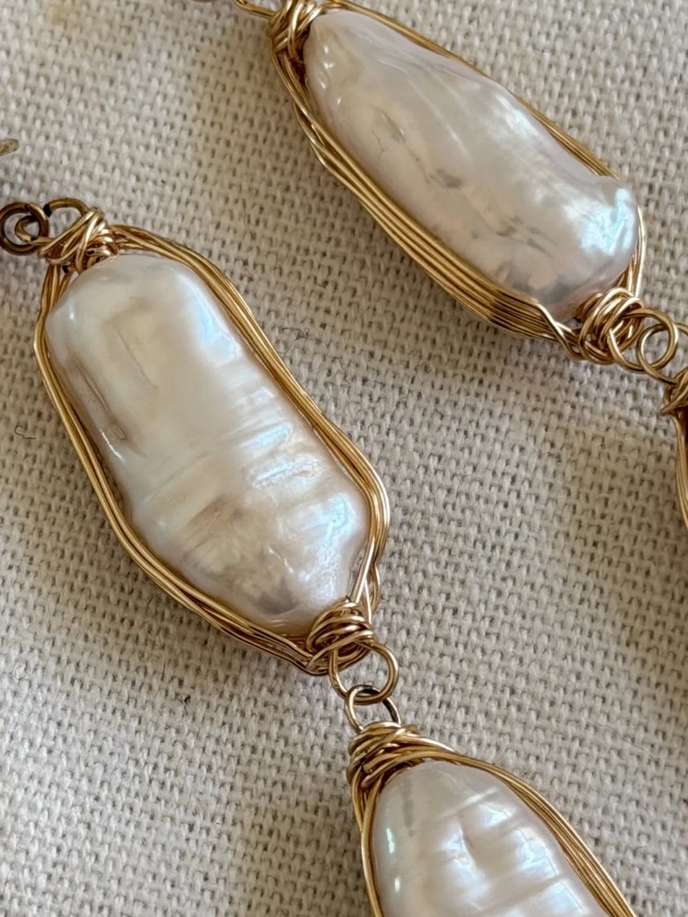 LIKE NEW. Double Pearl Drop Earrings Long Pearl Statement Earrings